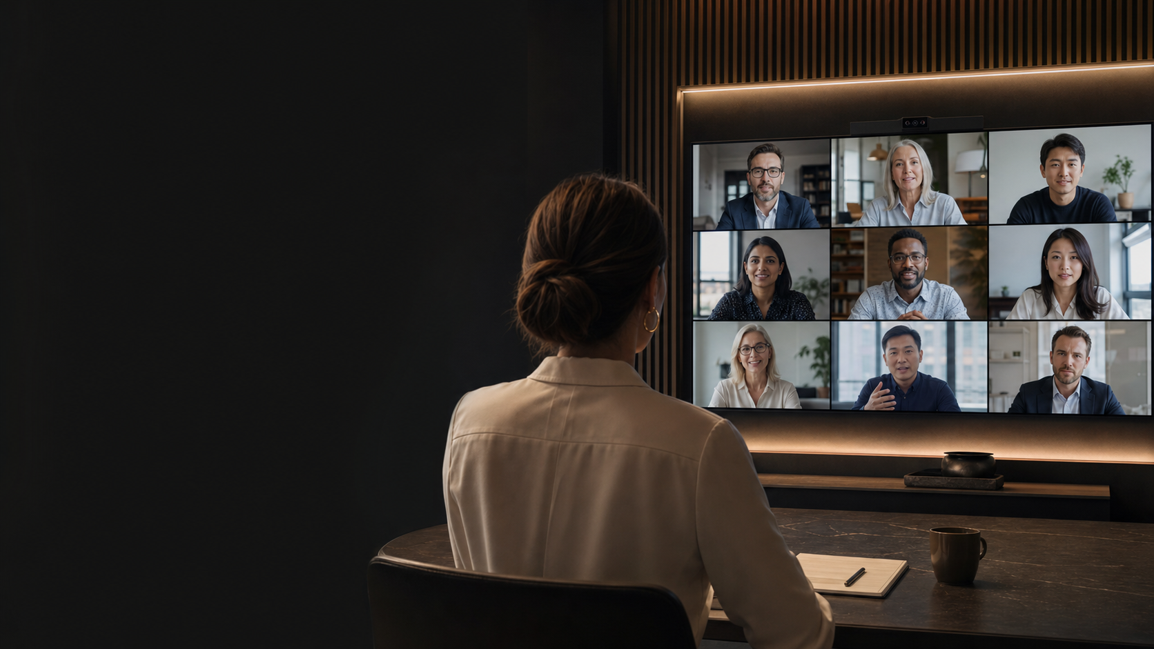 A professional leading a high-stakes virtual client call